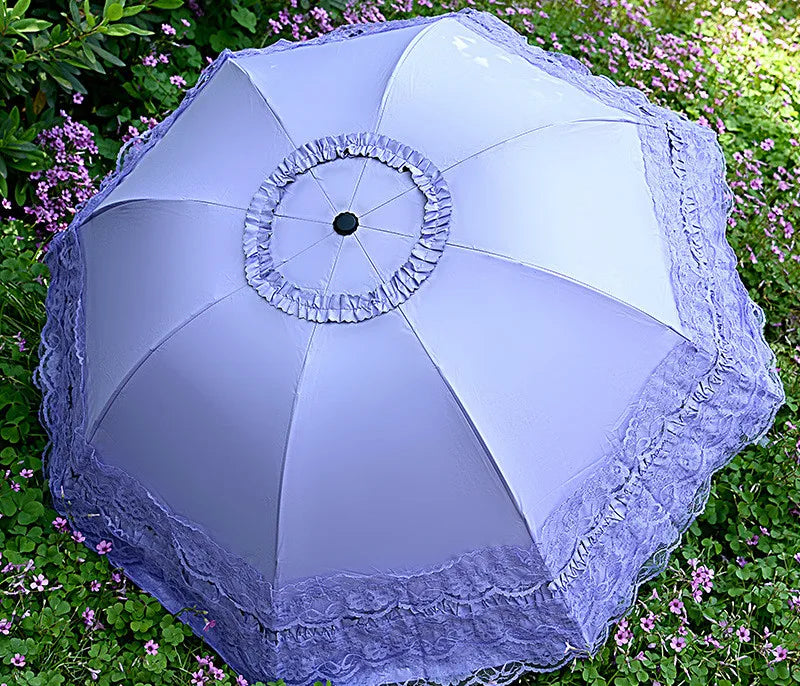 Lace Folding Umbrella Fashion UV Protection Parasol Princess Rain Umbrella Ultra Light Sun Umbrella Women