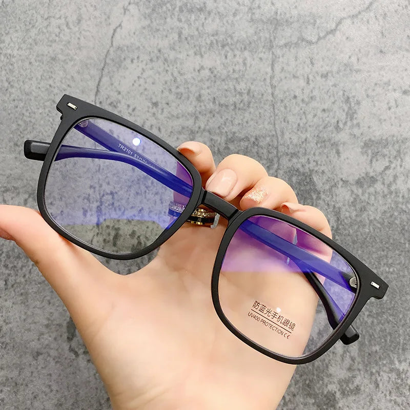 Square Transparent Men's Reading Glasses Vintage Frames Computer Blue Light Blocking TR90 Male Presbyopic Eyeglasses Leesbril +2