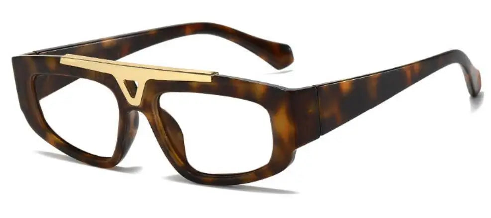 Brand Square Blue Light Blocking Men Reading Glasses Fashion Yellow Small Frame Double Bridge Hollowing Out Prescription Glasses