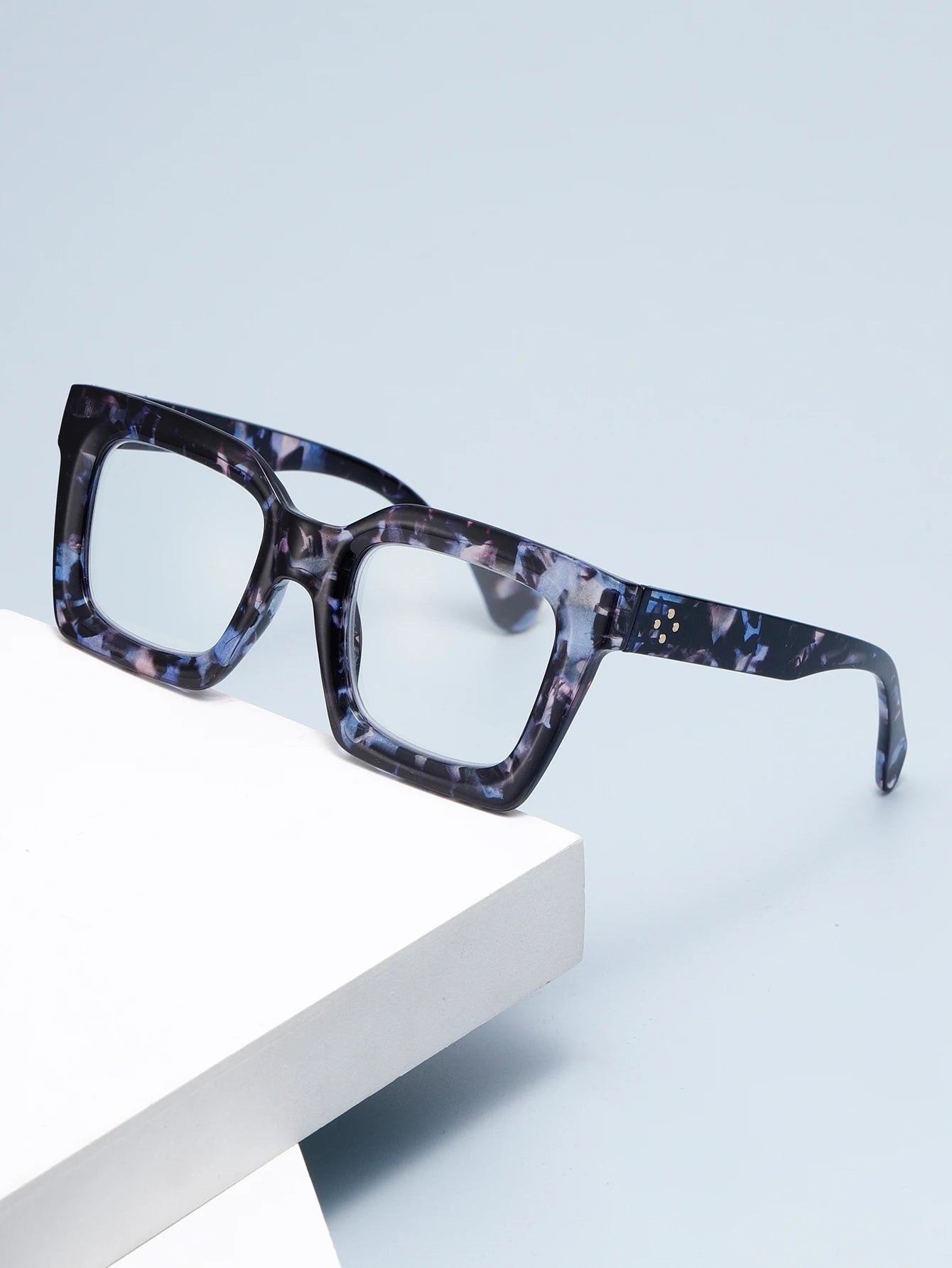 Three pairs of stylish and comfortable large-framed reading glasses, blue light protection, suitable for both men and women