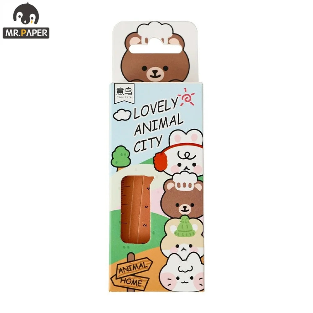 Mr. Paper 30Pcs/Box Cartoon Animal Bookmark Cute Bear Kitten Student Ruler Bookmark Students Supplies