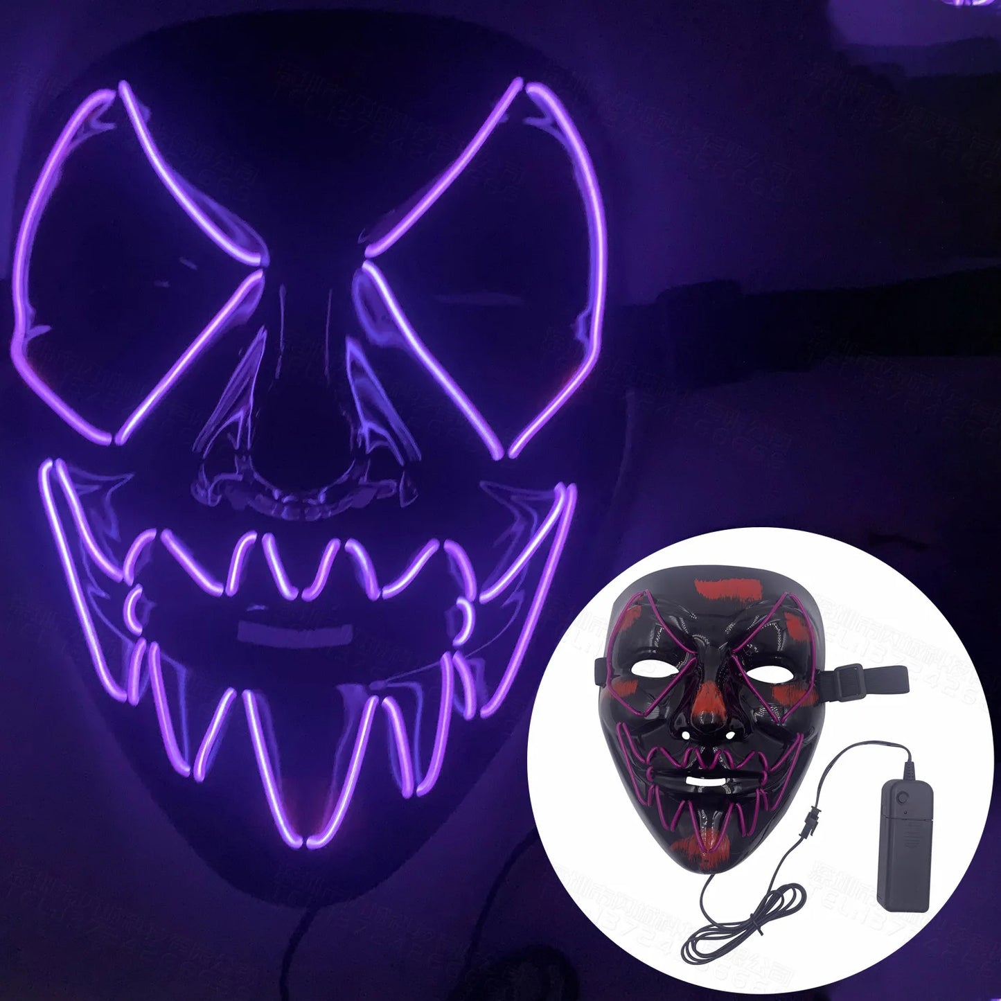 Halloween Mask Mixed Color Led Mask Party Masque Masquerade Masks Neon Maske Light Glow In The Dark Horror Mask Glowing Masker
