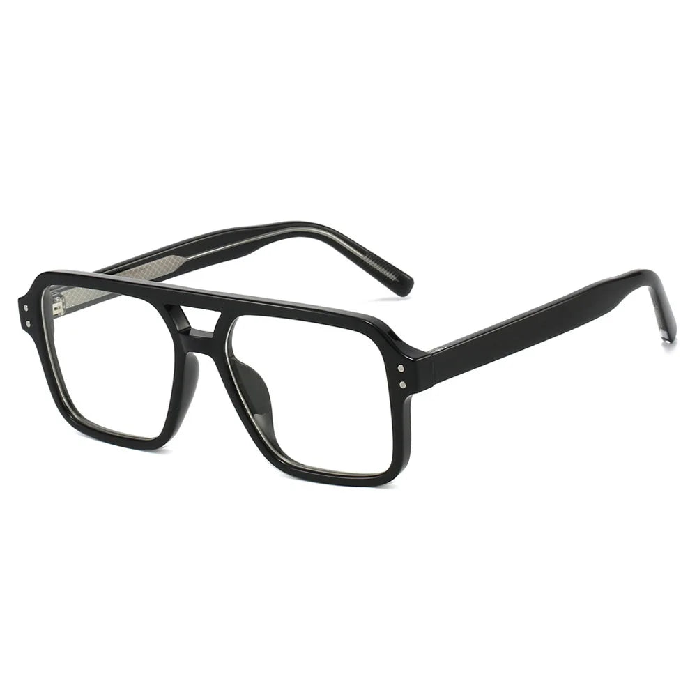 Unisex Retro Glasses Frame Large Eyeglasses Anti Blue Light Square Opical Glasses Aviation Suitable Decoration Eyewear