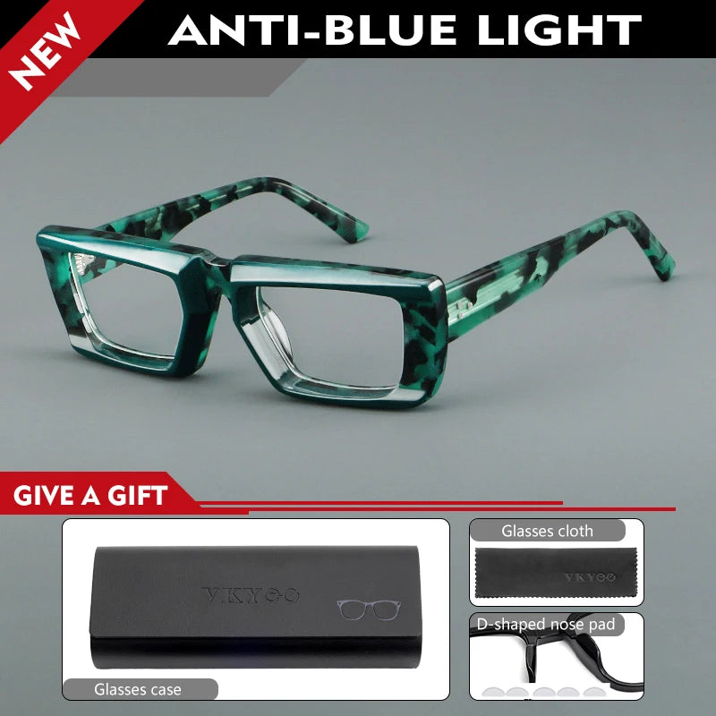 VICKY Personalized Fashion Retro Geometric Square Design Men Women Anti-blue Light Glasses Customizable Prescription 23046