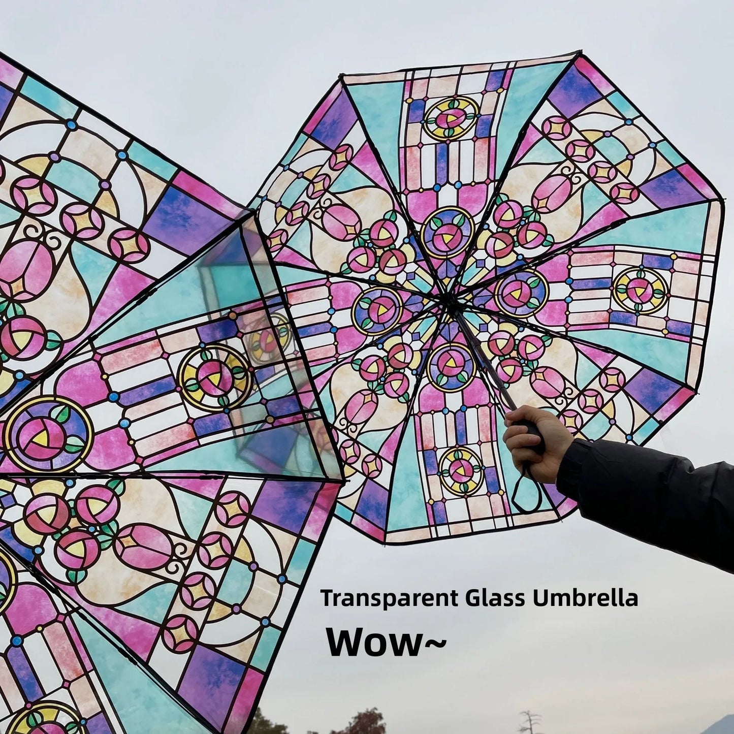 2024 New Auatic Long Handle Thiened Windproof Transparent Umbrella Dry Sea Moon Jellyfi Design Fre And Clean Sle