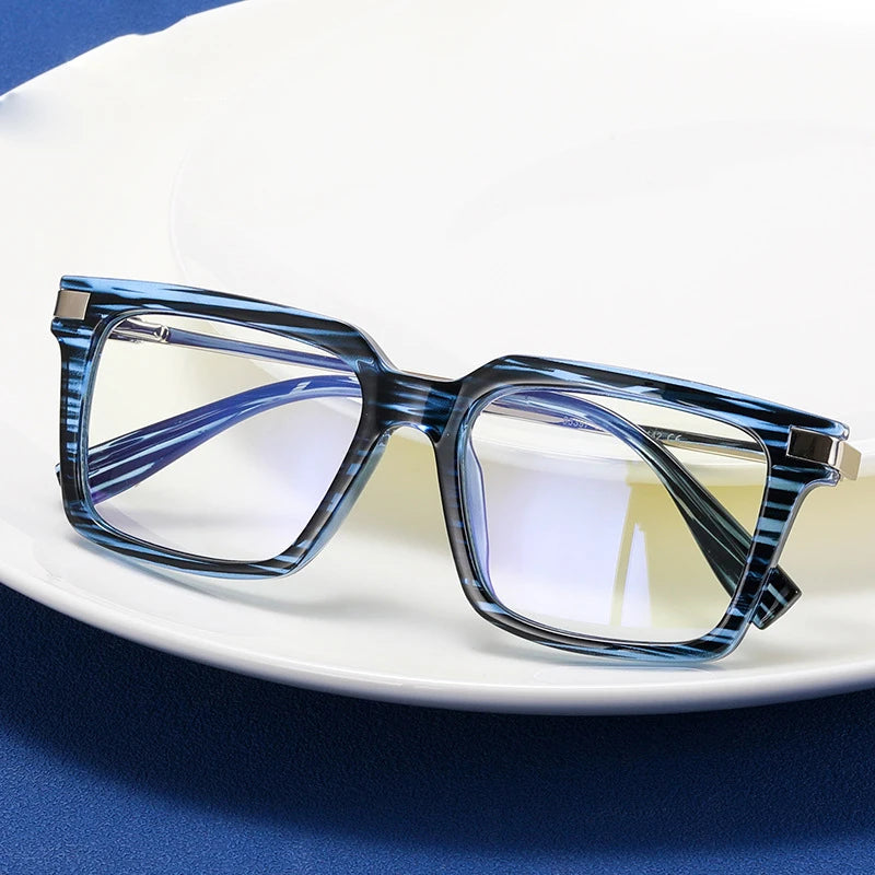TR90 Men's Square Glasses Metal Frame Anti Blue Light Oversized Reading Glasses New Double Colors Women's Presbyopic Glasses