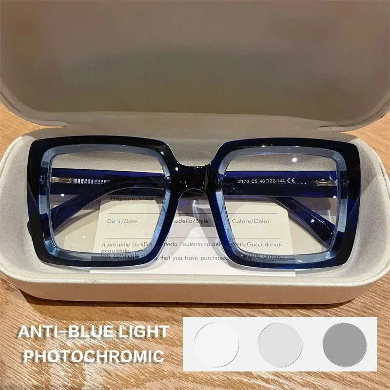 EYORA Oversize Fashionable Reading Glasses Anti Blue Ray Myopia Eyewear Progressive Photochromic Prescription Optical Glasses