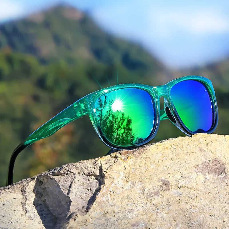 New style Unisex Polarized Square Fashion Sunglasses - Lightweight Purple Glitter Frame, TAC Lenses for Outdoor Sports & Fashion