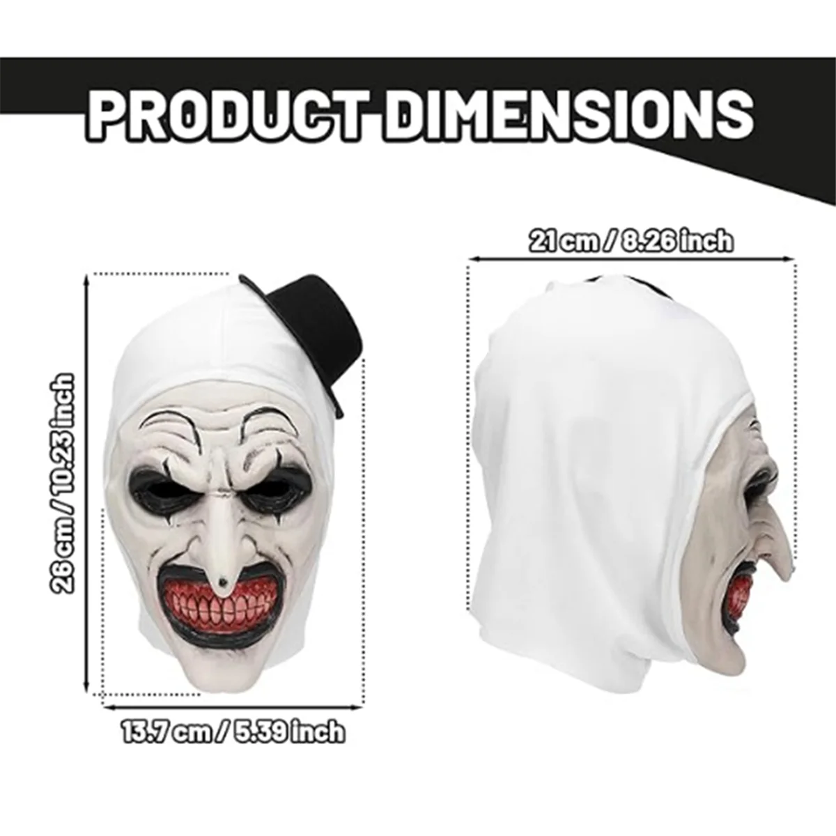 EYFL-Halloween Terrifier Mask Killer Clown Mask Scary Joker Costume Halloween Horror Creepy Mask for Adult Men Women