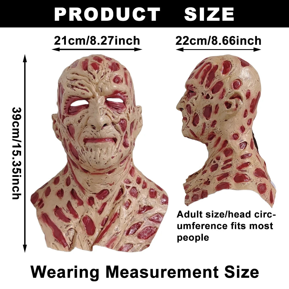 A Nightmare On Elm Street Freddy Krueger Mask Halloween Cosplay Party Horror Killer Freddy Costume Props Latex Full Head Mask