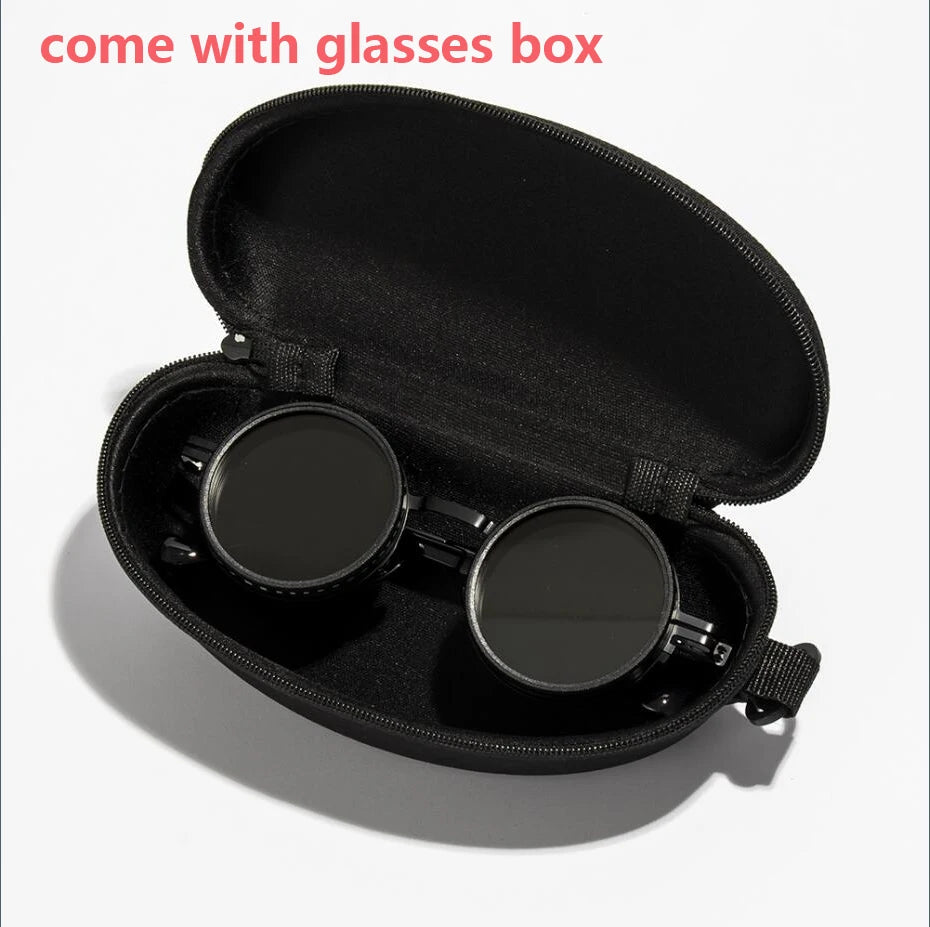 ND2-400 9 Level Adjustable Dimming Polarized Sunglasses Men Women Fishing Punk Round Glasses Driving Eyeglasses ND Filter
