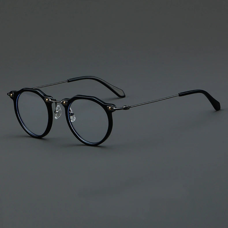 57028 Vintage Acetate Optical Spectacle Frames Women Fashion Round Metal Eyeglass Frame Men Trend Transparent Eyewear