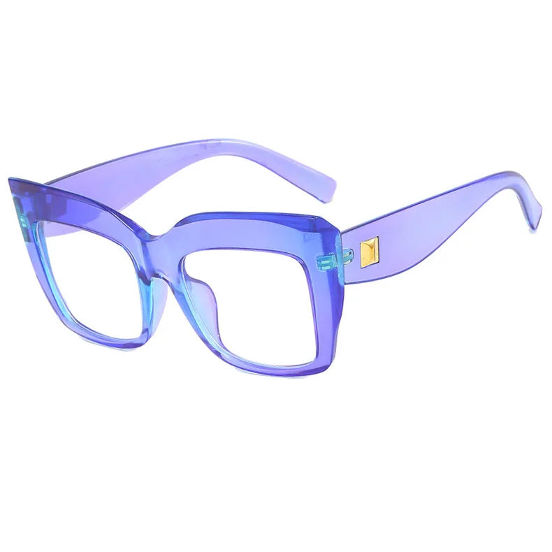 Square Anti Blue Light Reading Glasses Optical Lenses Prescription Glasses Frame Women Large Frame Cat Eye Presbyopic Glasses