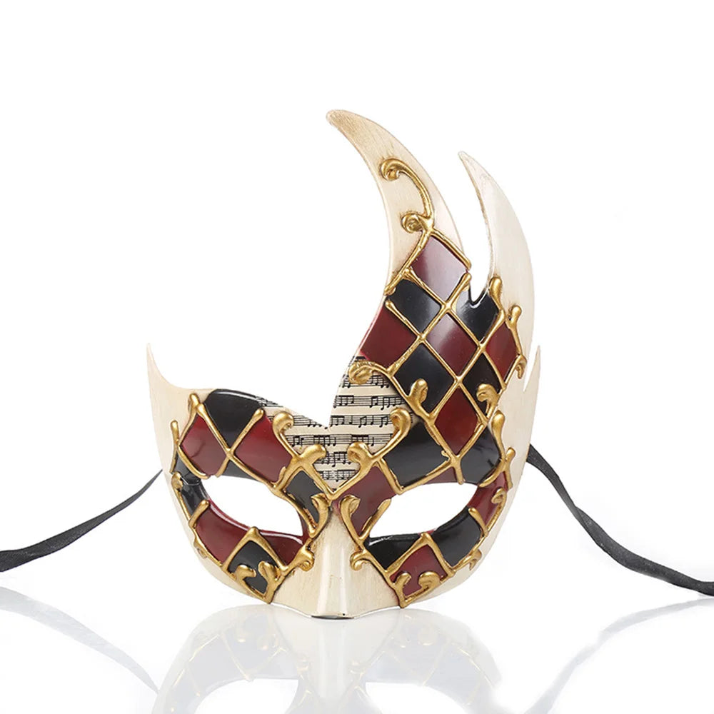 Venetian vintage checkered mask, music party carnival mask, masquerade mask for men and women