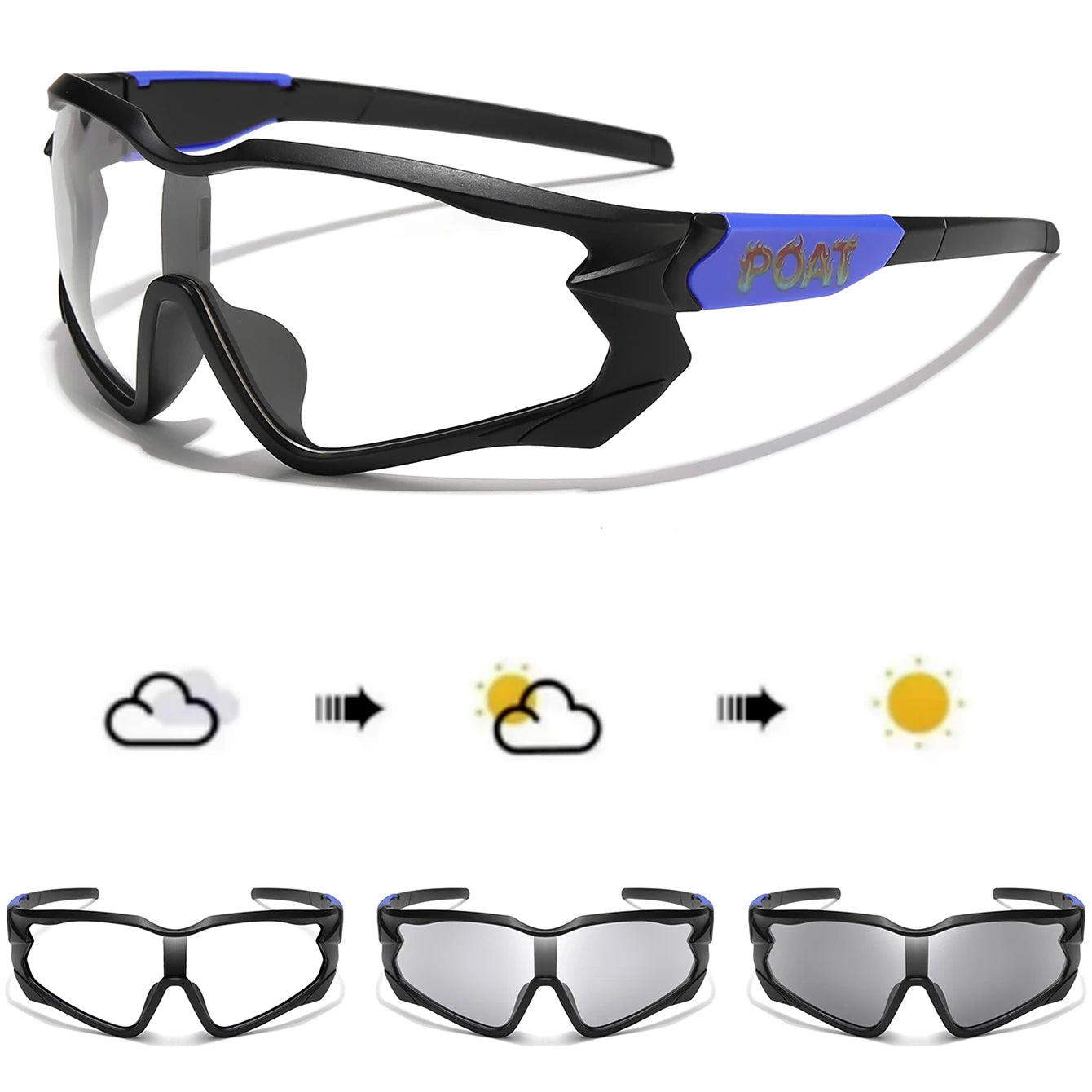 POAT Brand Photochromic Eyewear for Men Women MTB Bike Bicycle Cycling Fishing Running Glasses New Style Sunglasses Sports