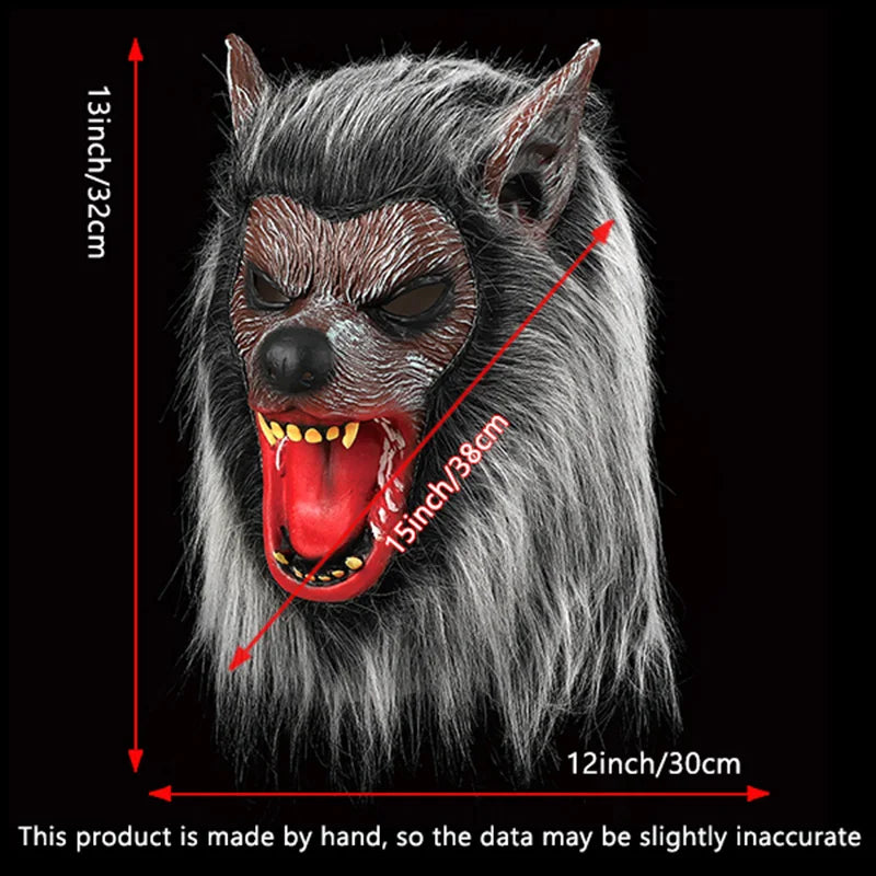 1pc Wolf Head Mask - Latex material Suitable for role-playing Stage performance, holiday party and Halloween costume trick props