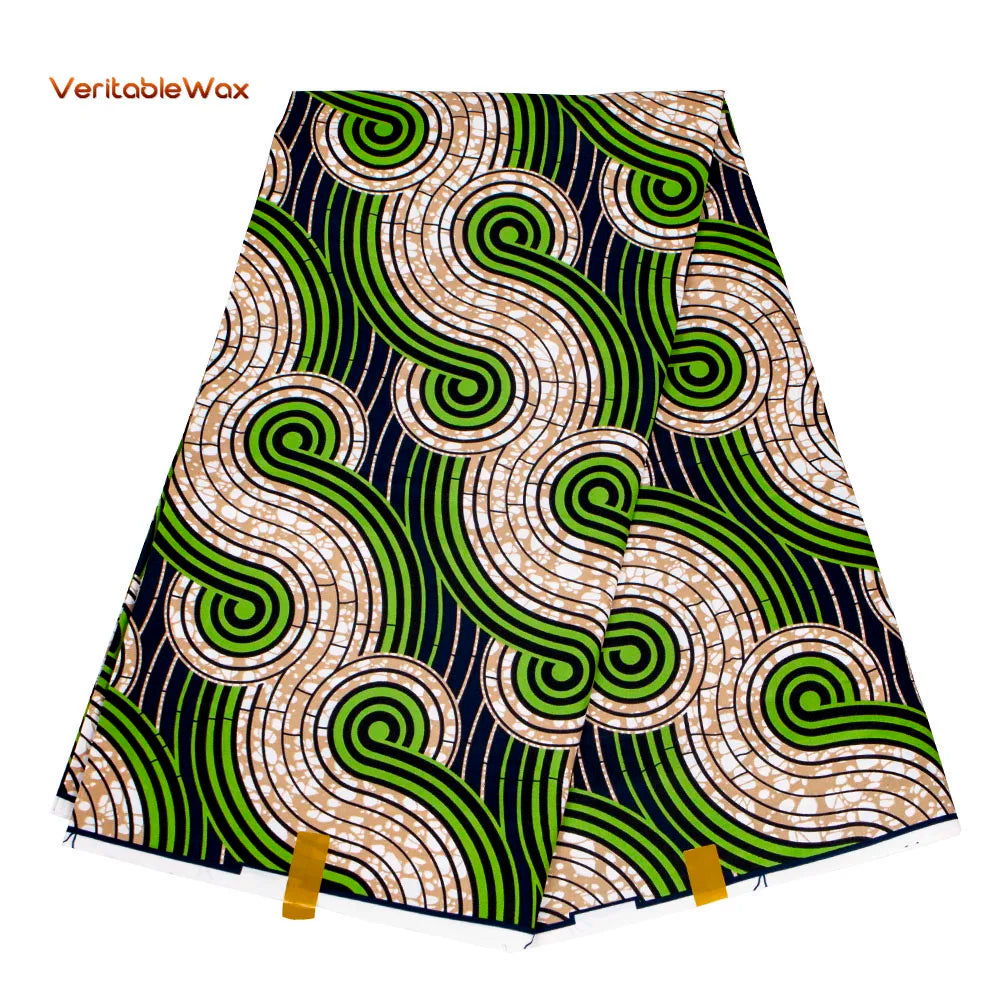 Veritablewax Fan Pattern African Fabric By the Yard Polyester Material For Handsewing High Quality Cloth for Party Dress A-27