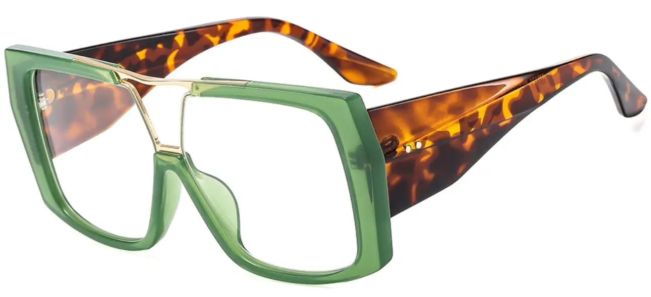 Fashion Brand Oversized Square Myopia Glasses Women Men Trend Green Graduation Eyeglasses Anti Blue Light Prescription Glasses