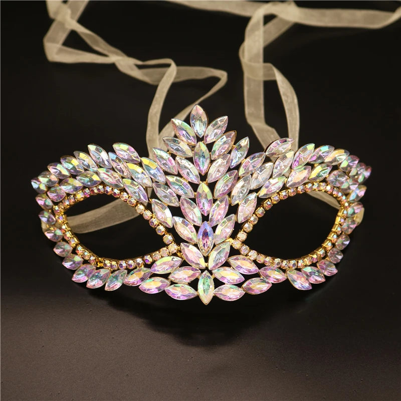Bridal Masuqerade Masque Rhinestone Eye Mask Masque Cover for Men Women Girls Dance Cosplay Party Shiny Crystal Face Accessories