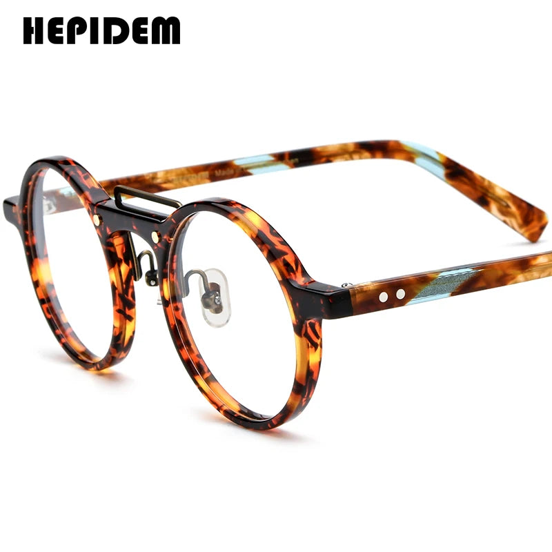 FONEX HEPIDEM Acetate Eyeglasses Frame Men 2025 New Small Round Brand Design Glasses Women Retro Vintage Eyewear Spectacles 9341