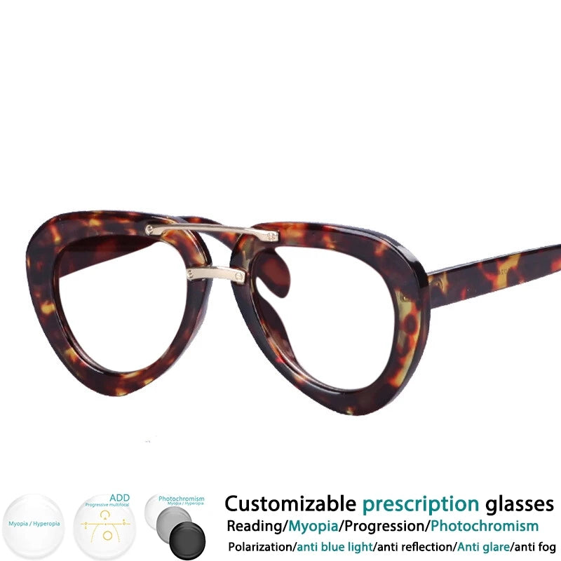 Fashion Pilot Reading Glasses Men Women Popular Resin Optical Presbyopic Spectacles Custom Diopter+50+100+200+300+400 #302454