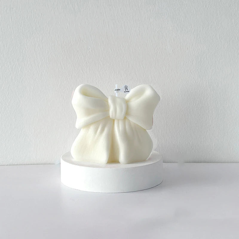 3D Bowknot Three-Dimensional Aroma Candle DIY Bow Aromatherapy Scented Candles Wedding Valentine's Day Gift Home Desktop Decor