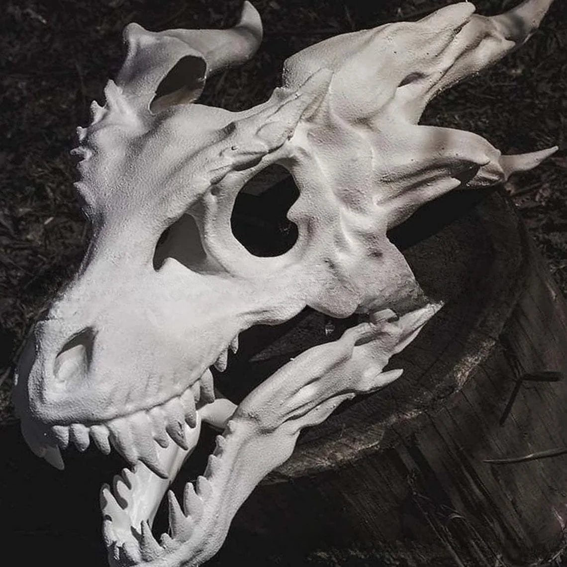 Halloween Simulated Dragon Bone Mask Hood Dinosaur Latex Animal Mouth Movable Mask Men's Stage Performance Props