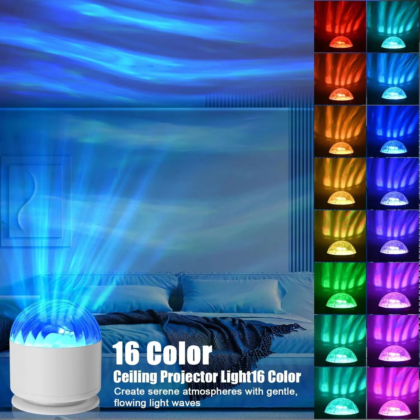 Starry Sky Galaxy Northern Aurora/Water Ripple LED Night Light 16 Color 360Β°Rotating RGB USB Lamp Remote Projector Ambient Light