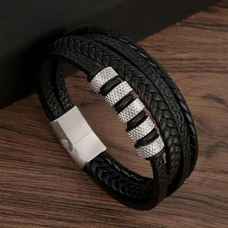 Classic Men's Leather Bracelet New Style Hand-woven Multi-layer Combination Accessory Fashion Man Jewelry