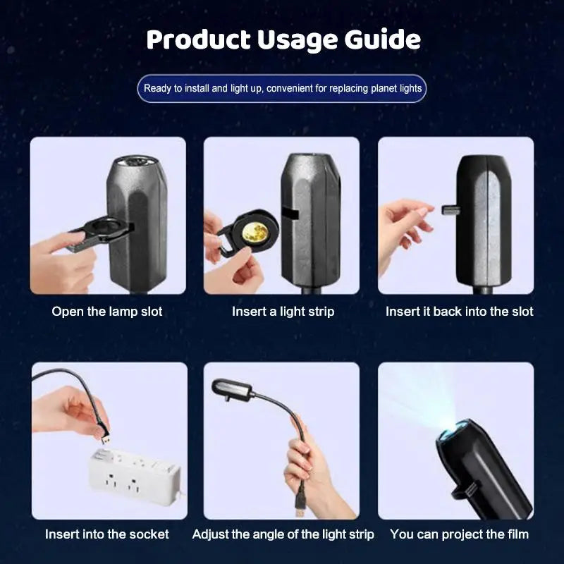 Romantic Rotatable Galaxy Star Projector Portable USB LED Night Light Sleep Atmosphere Lamp Home Wedding Party Decoration