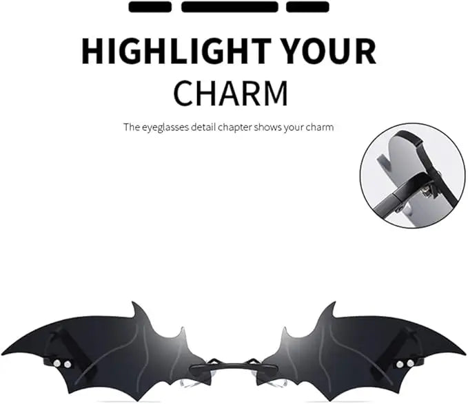 1-36Pcs Bat Sunglasses Rimless Goth Glasses for Women Men Halloween Party Glasses Trendy Eyewear Novelty Cosplay Party Eyewear
