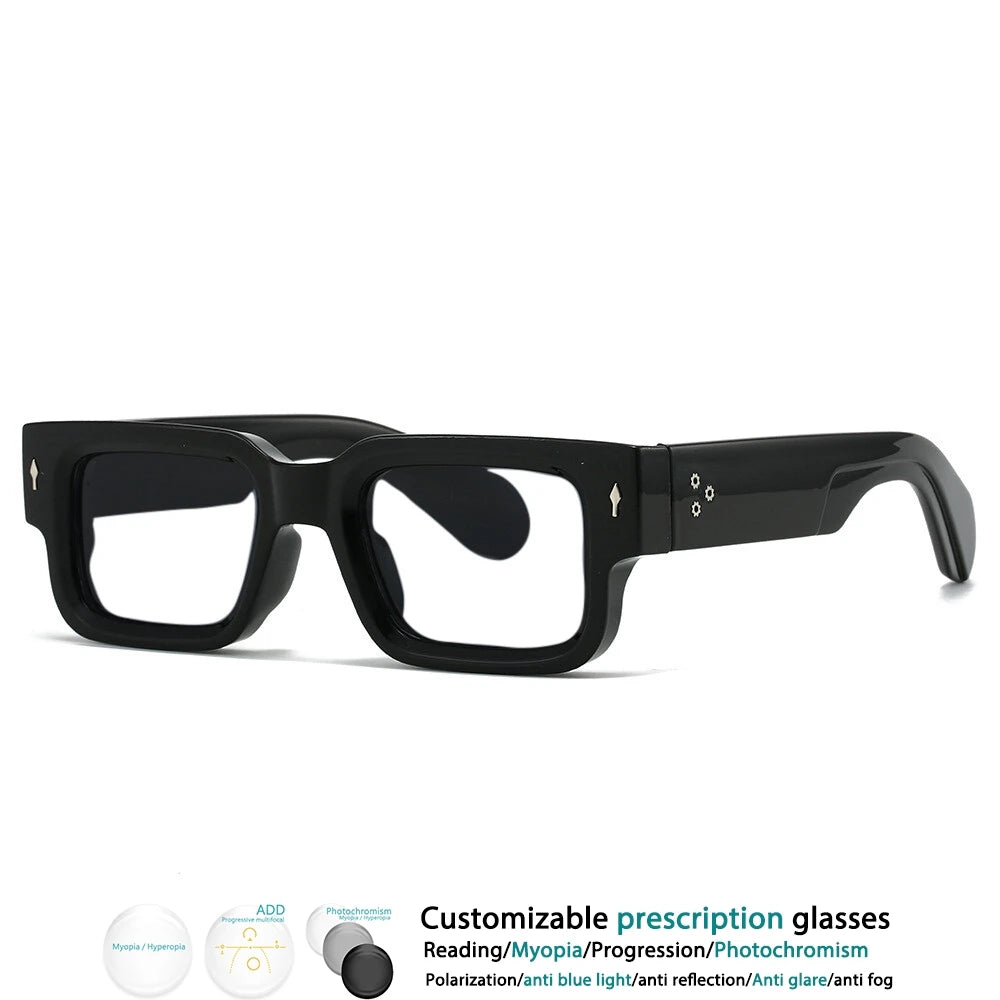 Luxury Brand Square Reading Glasses Men Women Retro Rivet Resin Optical Presbyopic Eyeglasses Custom Diopter +50~+600 #302032