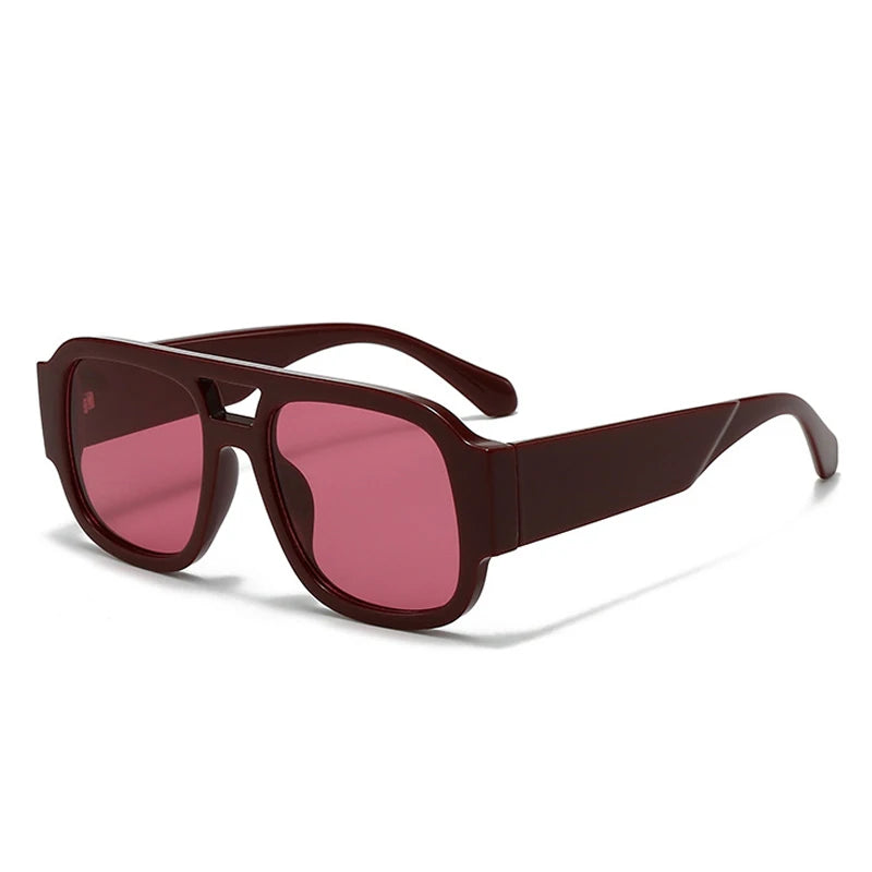 SHAUNA Fashion Double Bridges Square Women Sunglasses Retro Candy Color Leopard Men Sun Glasses Shades UV400