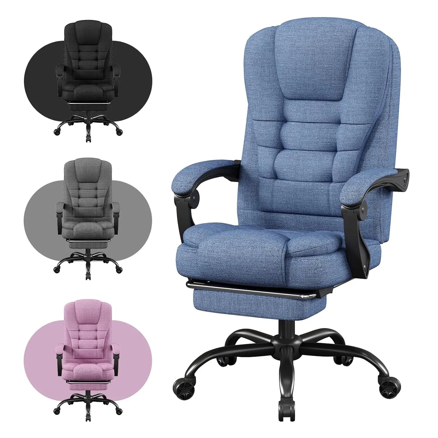 Office Chair, Big and Tall Fabric Gaming Chair with Footrest, Executive Comfortable Computer Desk Chairs, 360°, Customized