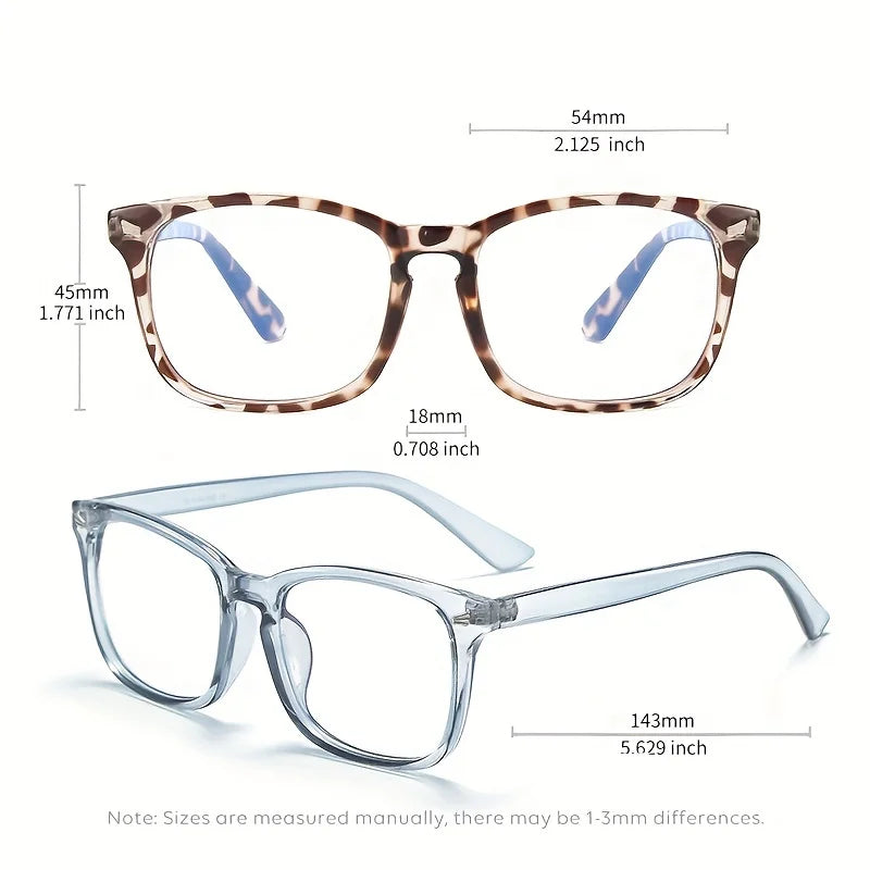 2PCS Vintage Computer Glasses Frame Men Square Optical Spectacles Eyeglasses Anti Blue Light Blocking Gaming Eyewear