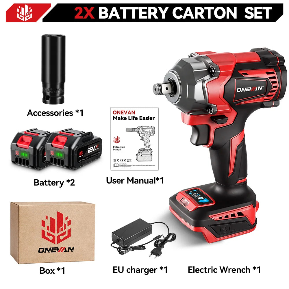 ONEVAN 1200N.M Brushless Cordless Electric Impact Wrench Portable Screwdriver Drill Repair Power Tool For Makita 18V Battery Pin