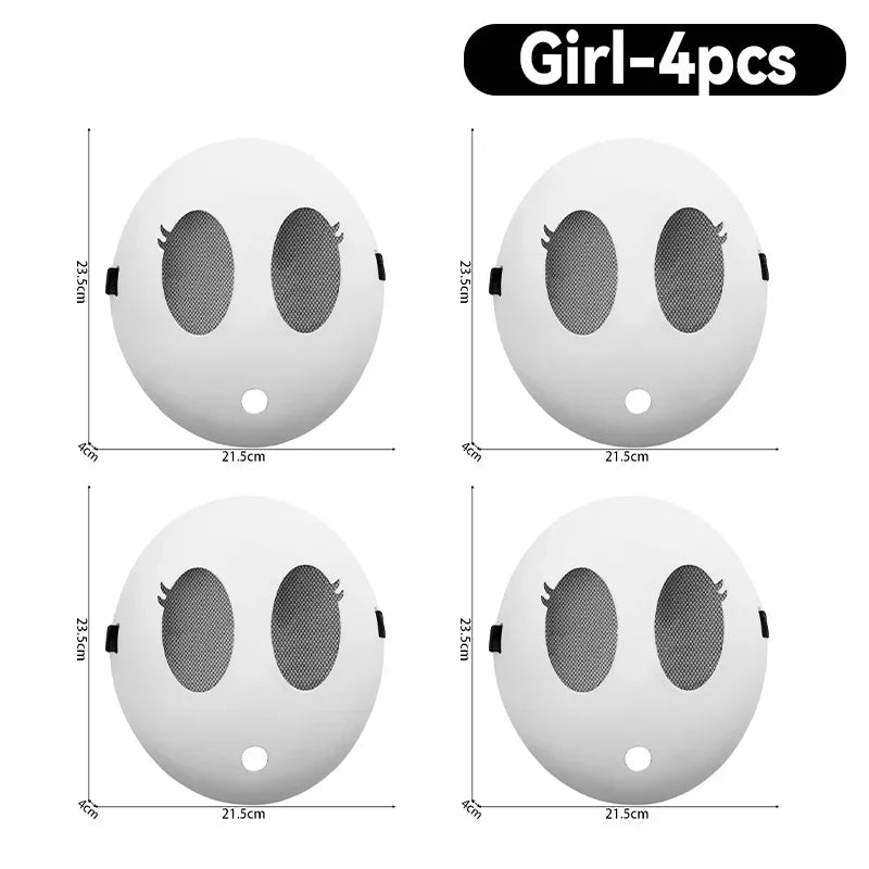 4/1pcs Game Bros Shy Guy Mask Halloween Party Cosplay Costume Unisex Kids Boys Girls Adult Full Face Masks Accessories Props