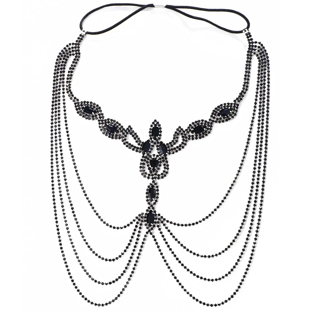 Stonefans Black Layered Mask Full Face for Women Sexy Jewelry Costume Hair Carnival Club Disguise Rave Accessories Cosplays Gift