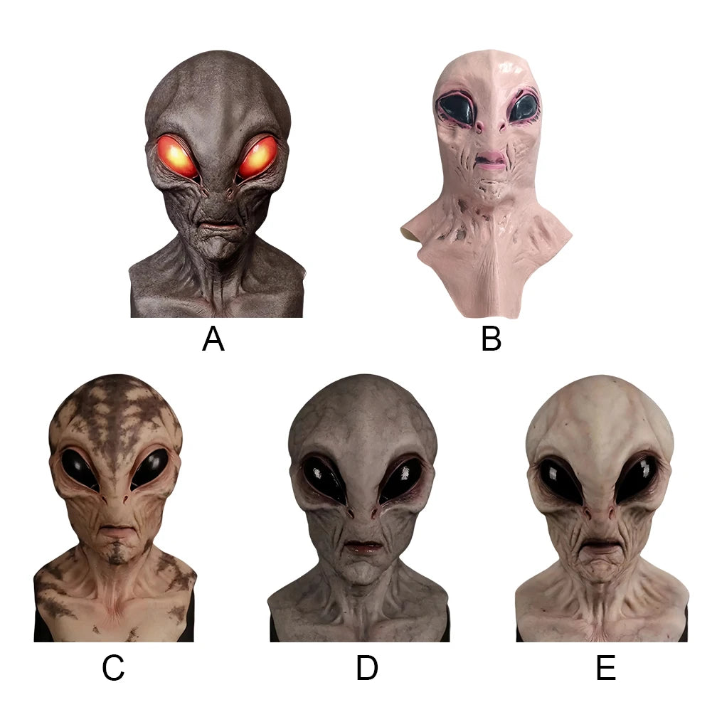Halloween Alien Mask Masquerade Mask Creative Horror Face Mask Full Head Mask Realistic Alien Head Mask for Party Props