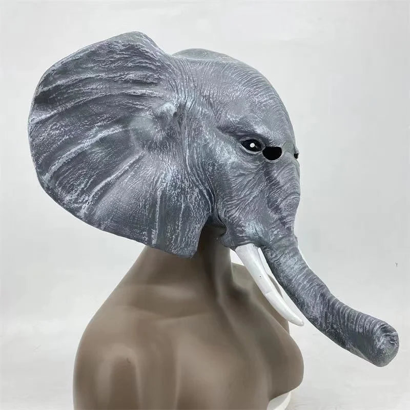 Elephant Head Mask Animal Mask Funny Halloween Head Mask Costume Cosplay Party Latex Mask Adult Prom Dress Up