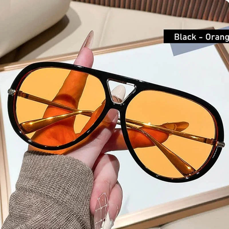 QVQV New Oversized Pilot Sunglasses Women Fashion Luxury Brand Leopard Blue Sunglasses Men Retro Outdoor Driving UV400 Shades
