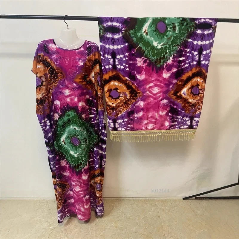 2025 New Afro Kaftan Dress for Women Long Sleeve off Shoulder Robe plus Size Fringe Detail Comfortable Beach Wear Summer
