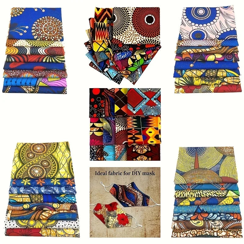 8PCS 50 * 40cm/19.7 * 15.7in new African wax fabric DIY handmade patchwork fabric group polyester digital printed fabric