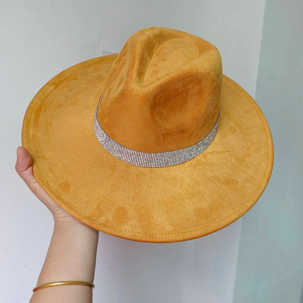 Women's suede 10cm wide Brim Fedora hat Men's autumn and winter felt jazz hat Classic suede Fedora Sombrero