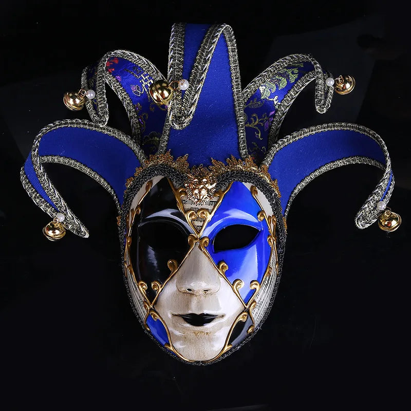 Mardi Gras Mask Baroque Venetian Mask Masquerade Halloween Vintage Jester Full Face Mask for Venice Carnival Party