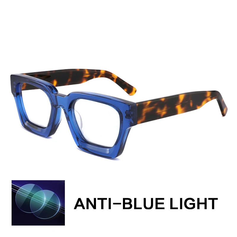 Gatenac Acetate Reading Glasses Handmade Photochromic Anti Blue Light Prescription Glasses Frame Men Progressive Myopia Eyewear