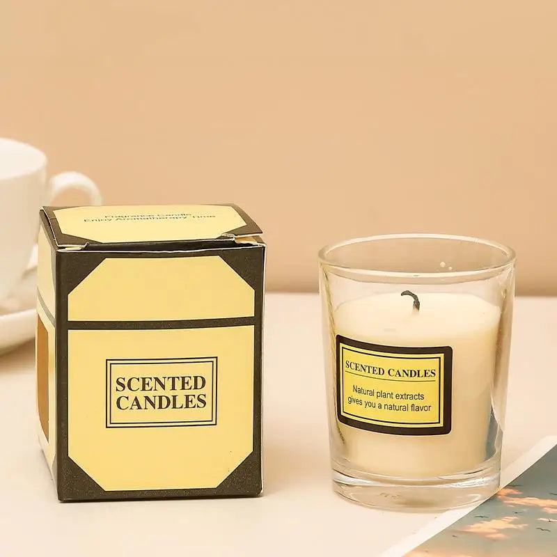 1PC Romantic Smokeless Soy Wax Candle - Glass Aromatherapy Gift Box Home Wedding Decor Companion Souvenir
