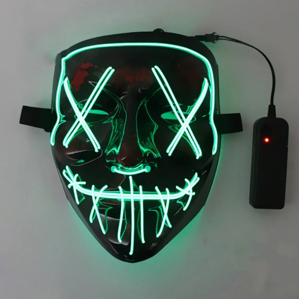 Wireless Scary Glowing Mask LED Luminous Purge Mask Halloween Horror Neon Light Up Cosplay Party Mask Fstival Costume Supplies