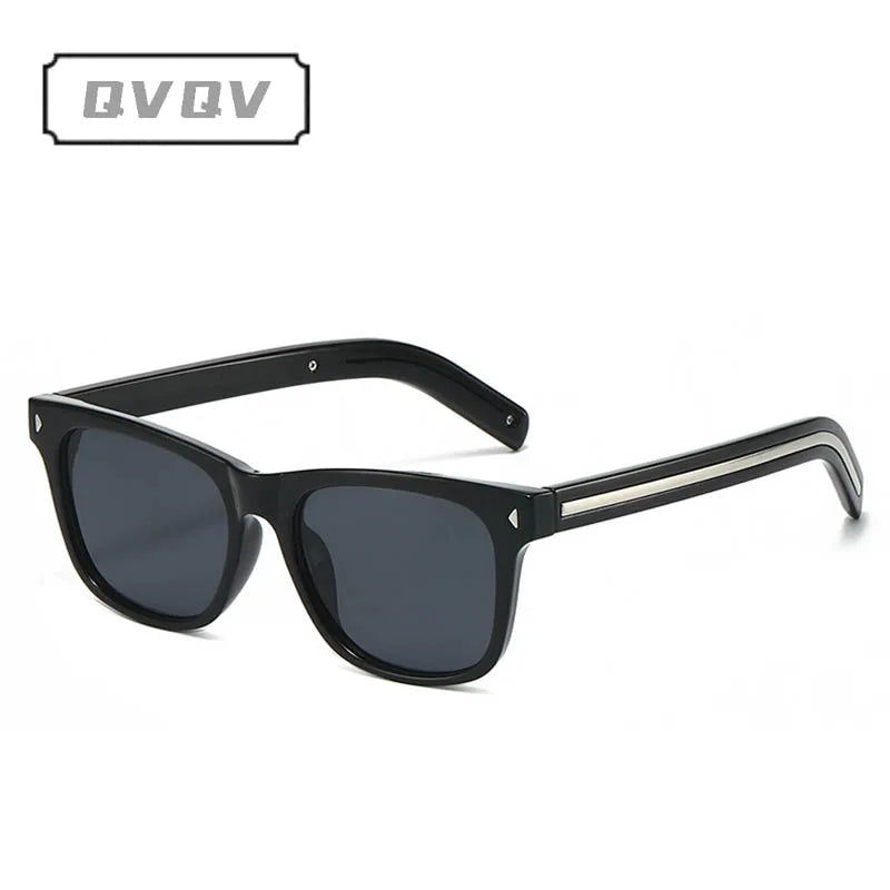 QVQV Fashion Leopard Blue Square Sunglasses Women Men Metal Stripes Brand Design Sun Glasses Men Outdoor Selfie Sunscreen Shades