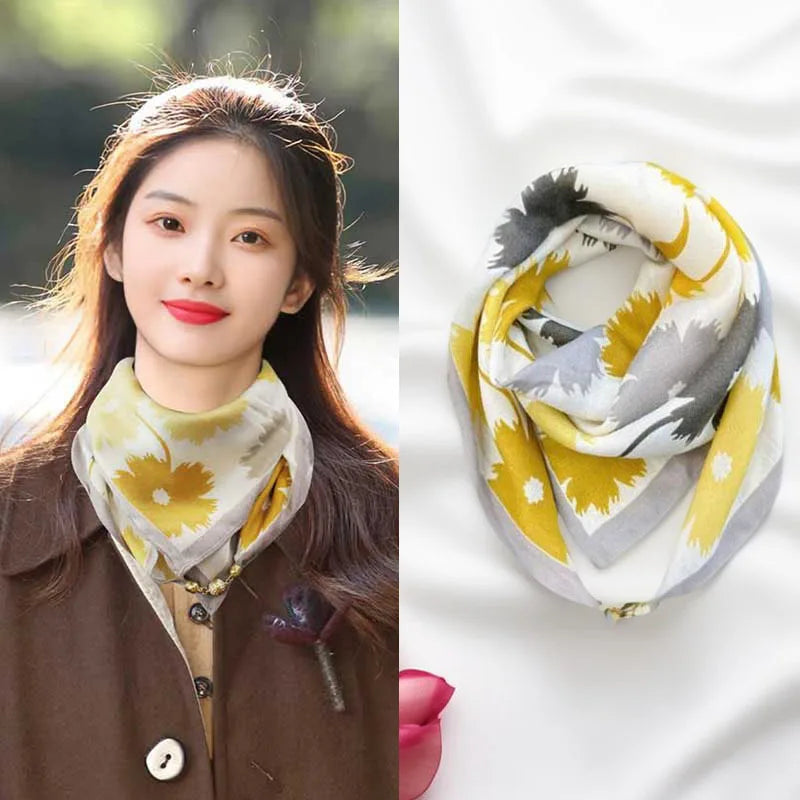 Hot Magnetic Triangle Neck Protection Scarf for Women in Autumn and Winter 2025 New Cotton and Linen Scarf High-end Neck Scarf 